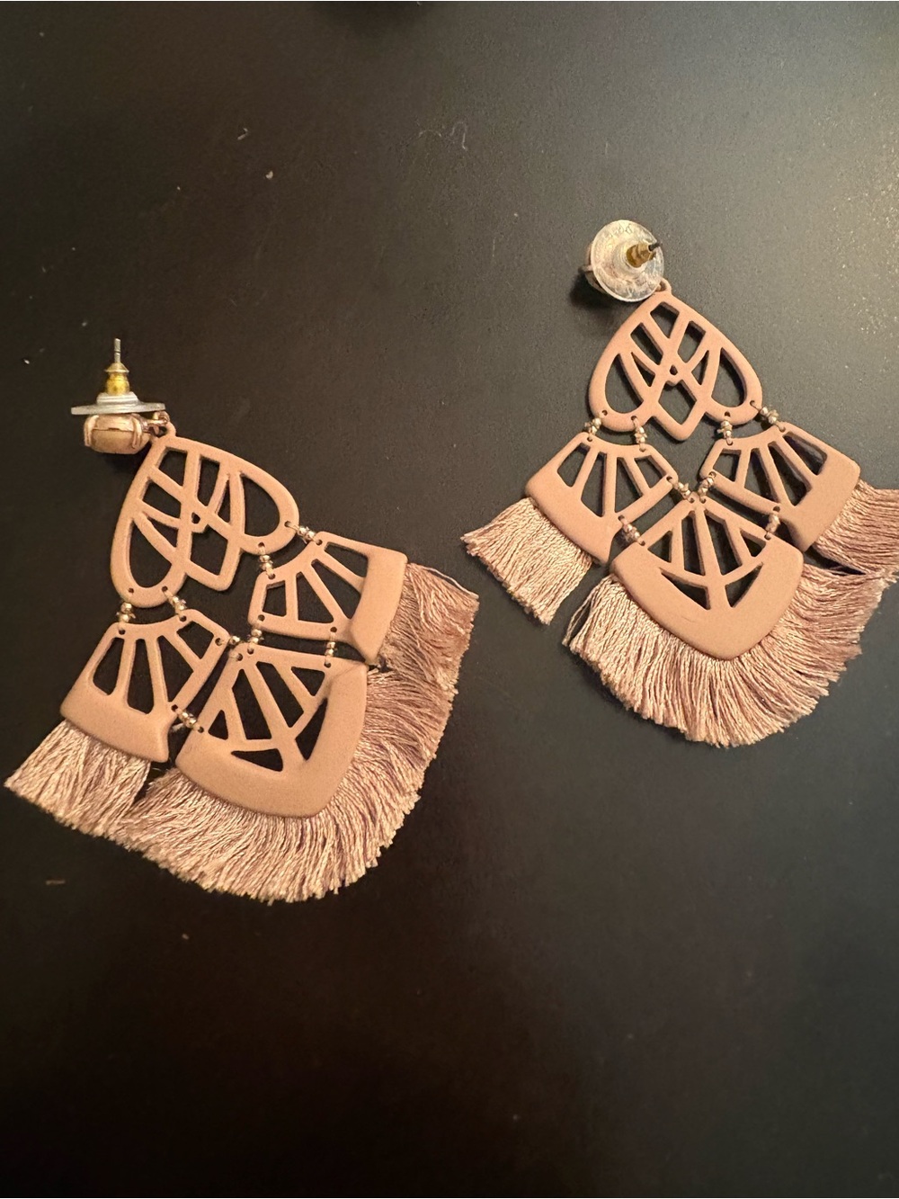 Stella & Dot Blush Fringe Geometric Drop Earrings